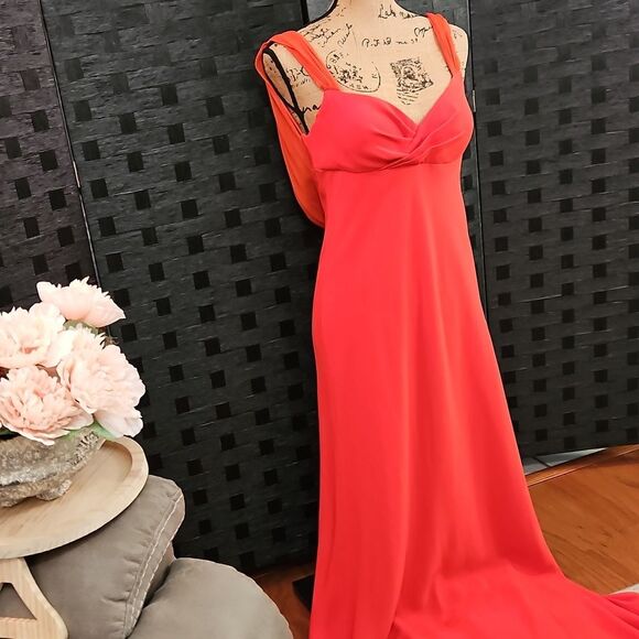 Selina Orange Evening Gown Size 10 - Picture 5 of 13